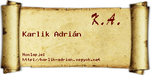 Karlik Adrián névjegykártya