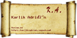 Karlik Adrián névjegykártya